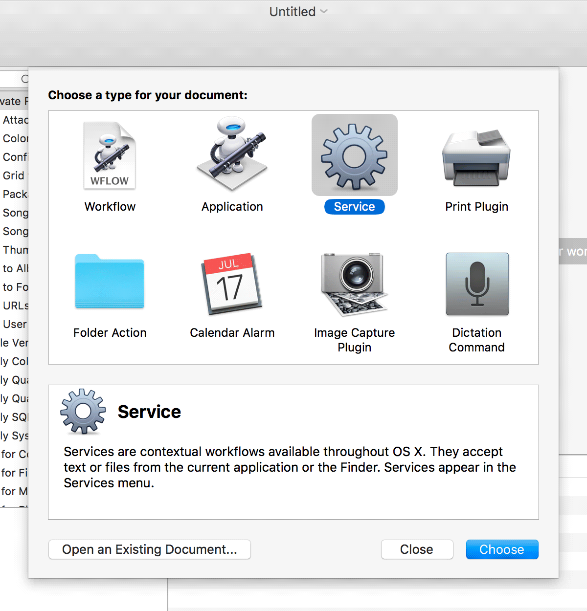 Automator - Create Service