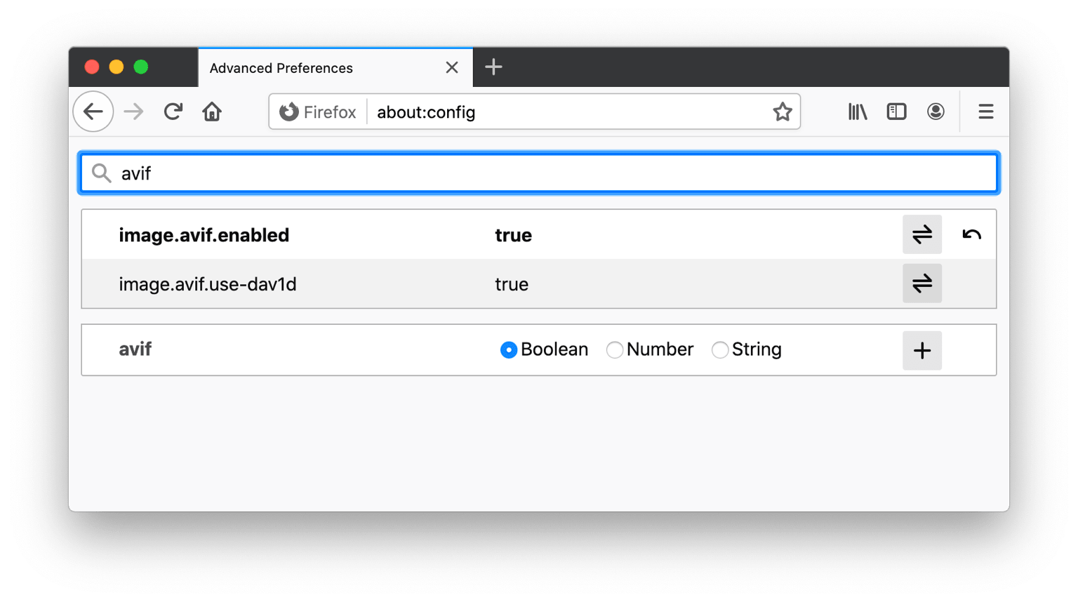 Enable AVIF within Firefox Advanced Configuration Preferences